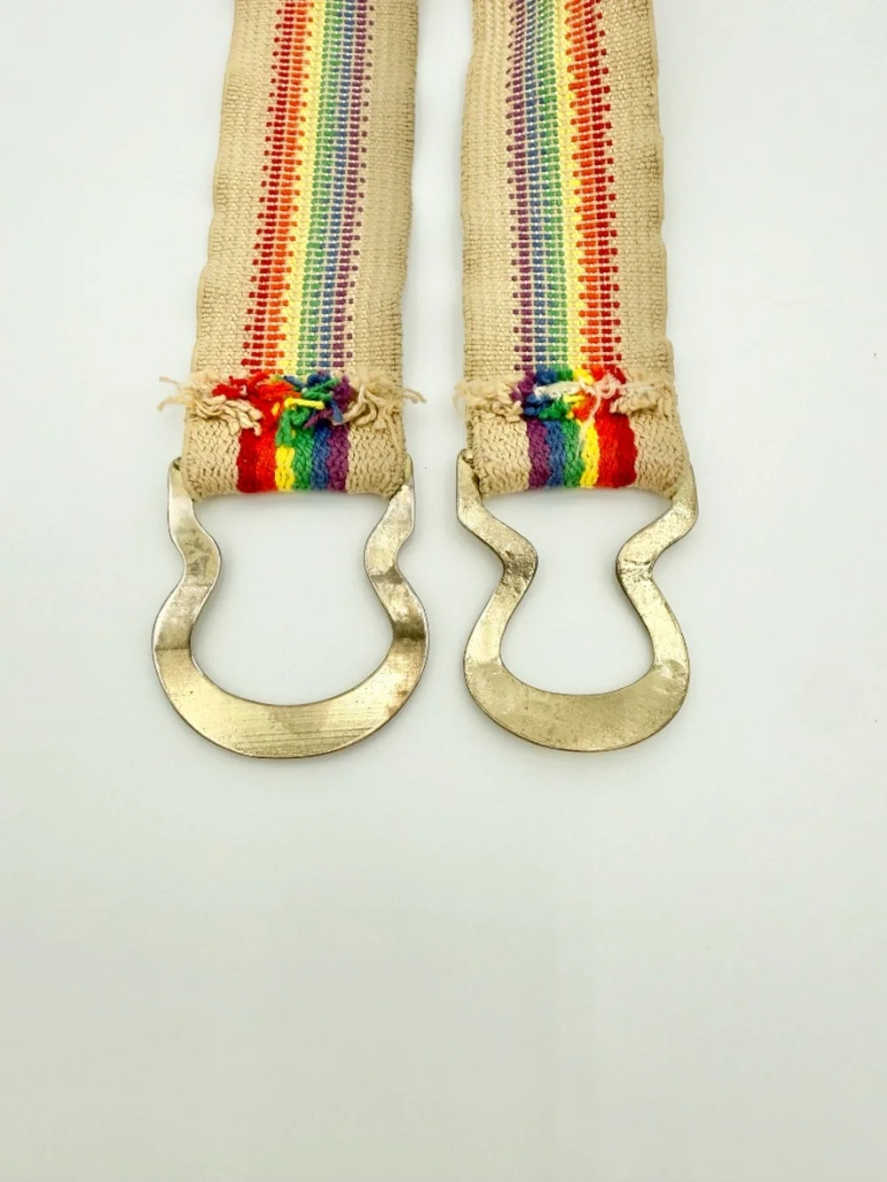 Vintage 1970s Rainbow Woven Elastic Belt